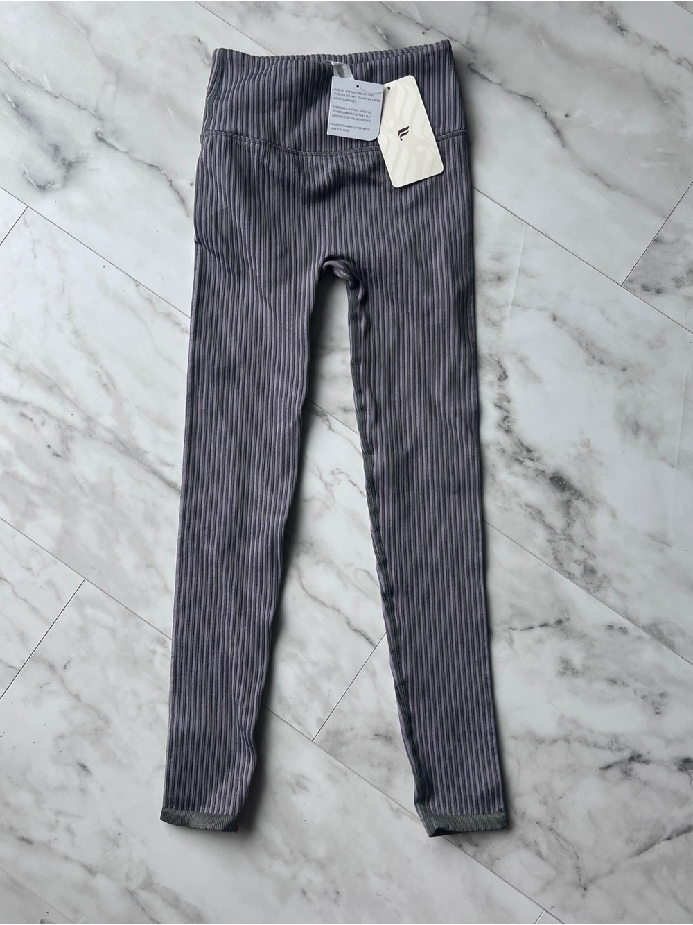 Fabletics Purple and Gray High Waisted seamless Ribbed Leggings.Small. NWT